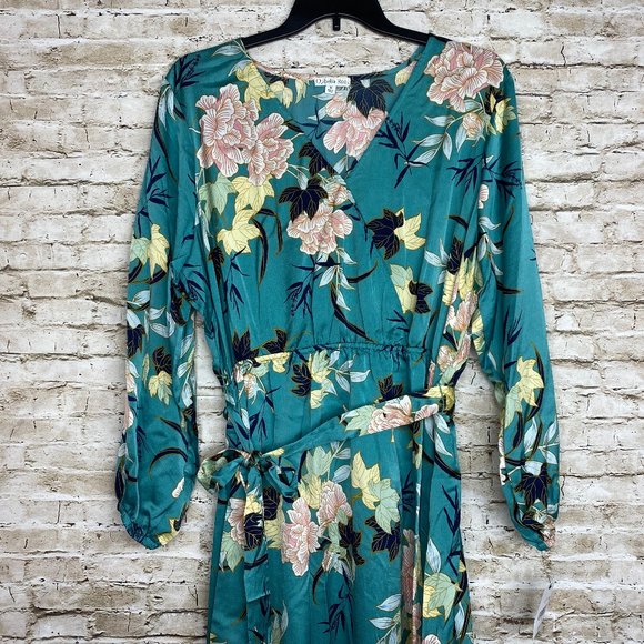 Ophelia Roe Dresses & Skirts - Ophelia Roe Green Floral Maxi Dress with Belt 3XL